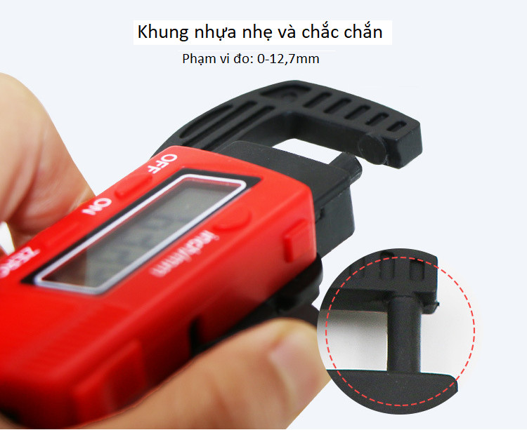 Thước kẹp điện tử 0-12,7mm- ĐO ĐỘ DÀY GIẤY, CUỘN PHIM, SỢI DÂY RẤT CHÍNH XÁC (Tặng kèm 2 nút kẹp cao su giữ dây điện- màu ngẫu nhiên)