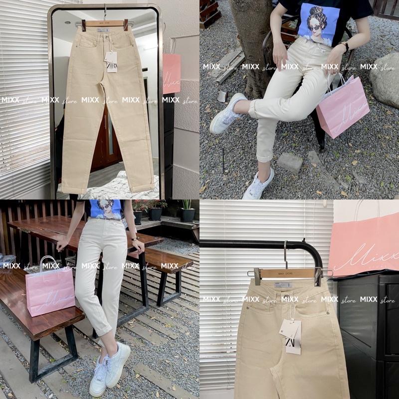 Quần jean nữ Baggy Kem lưng cao chất giãn nhẹ thoải mái phom trẻ trung