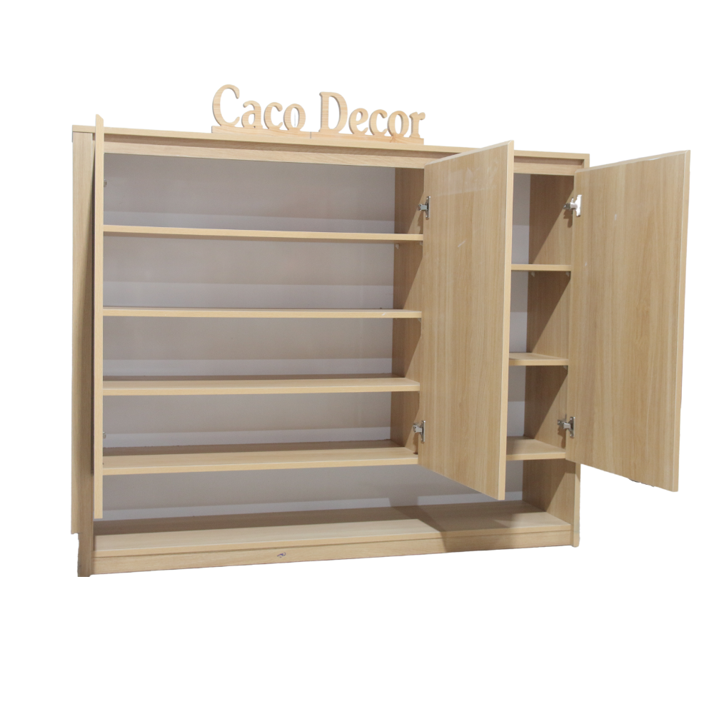 TỦ GIÀY BỐN CÁNH GỖ CÔNG NGHIỆP MÀU VÀNG GỖ SỒI