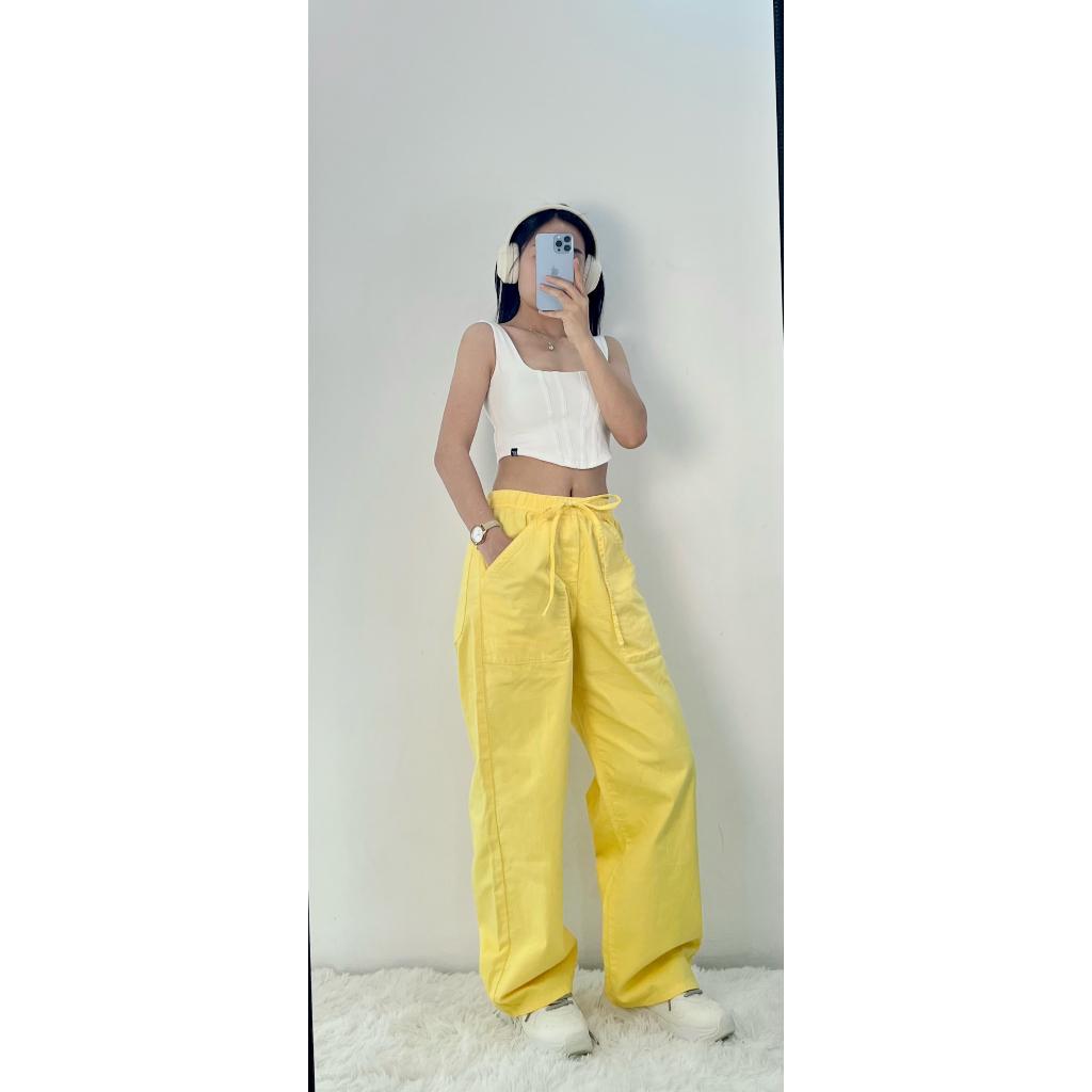Quần Jean cạp chun Ống Suông SJP08_Quần cạp chun ống rộng nữ đẹp, thương hiệu SAMMA JEANS