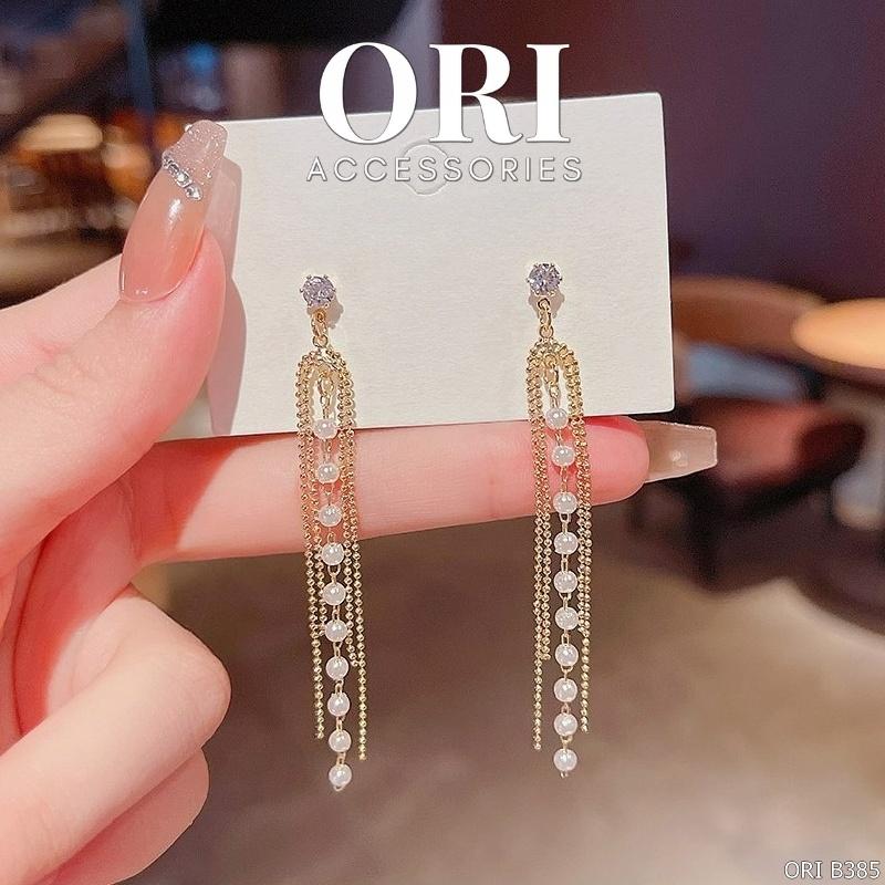Bông tai nữ dáng dài chuỗi đính đá Douglas thời trang sang trọng ORI ACCESSORIES B385