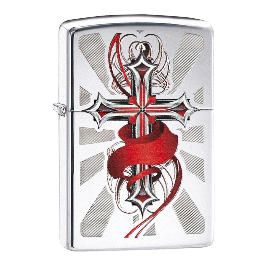 Bật Lửa Zippo 28526 Cross With Wings High Polish Chrome