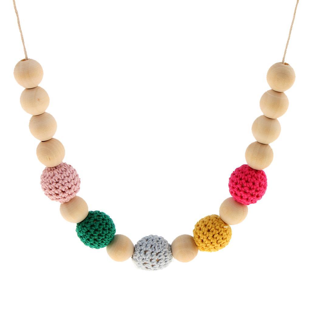 Hexagon Beads Wooden Teething Necklace Baby Chewing Sensory Jewelry