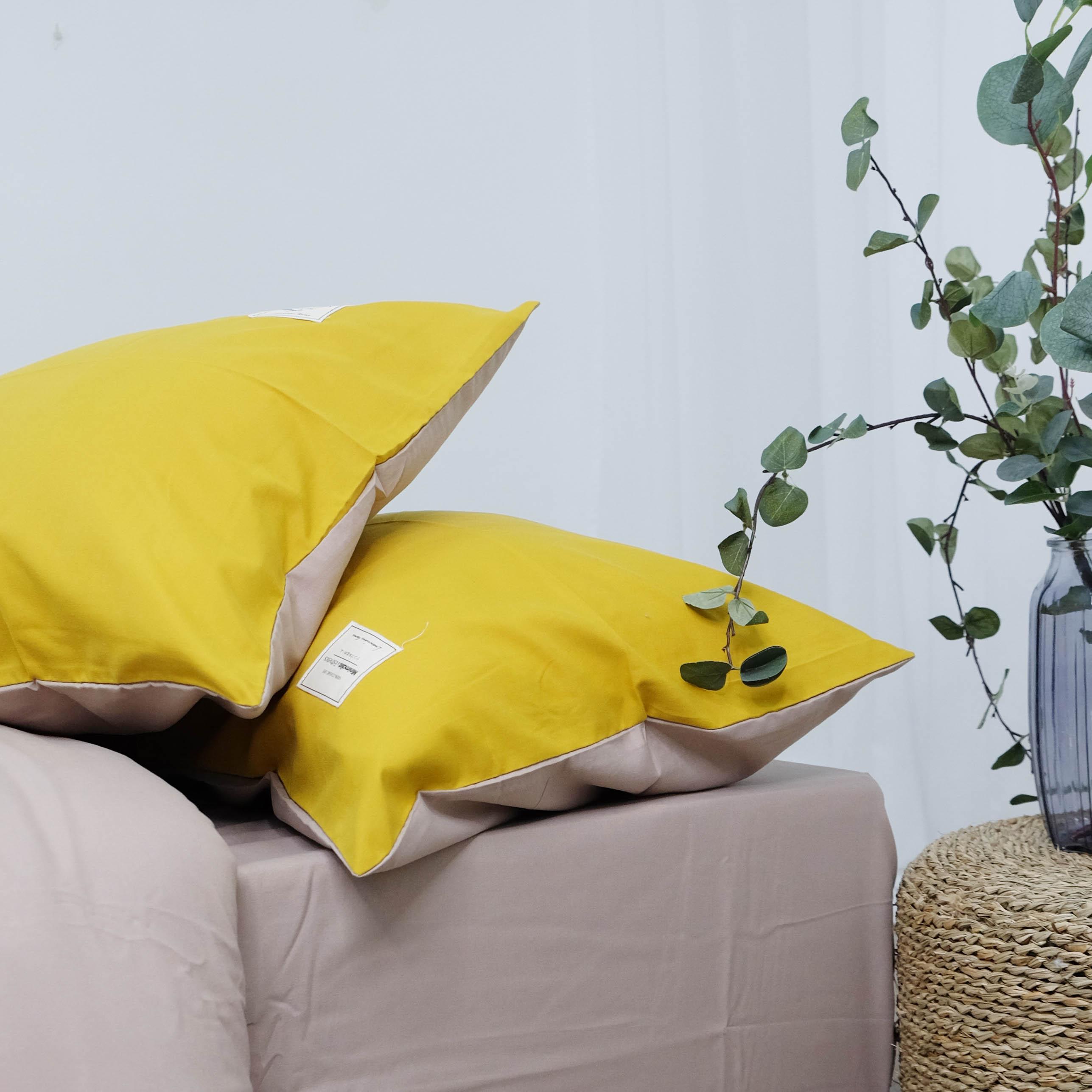 Bộ Chăn Ga Gối Cao Cấp Cotton TiCi Vàng Kem