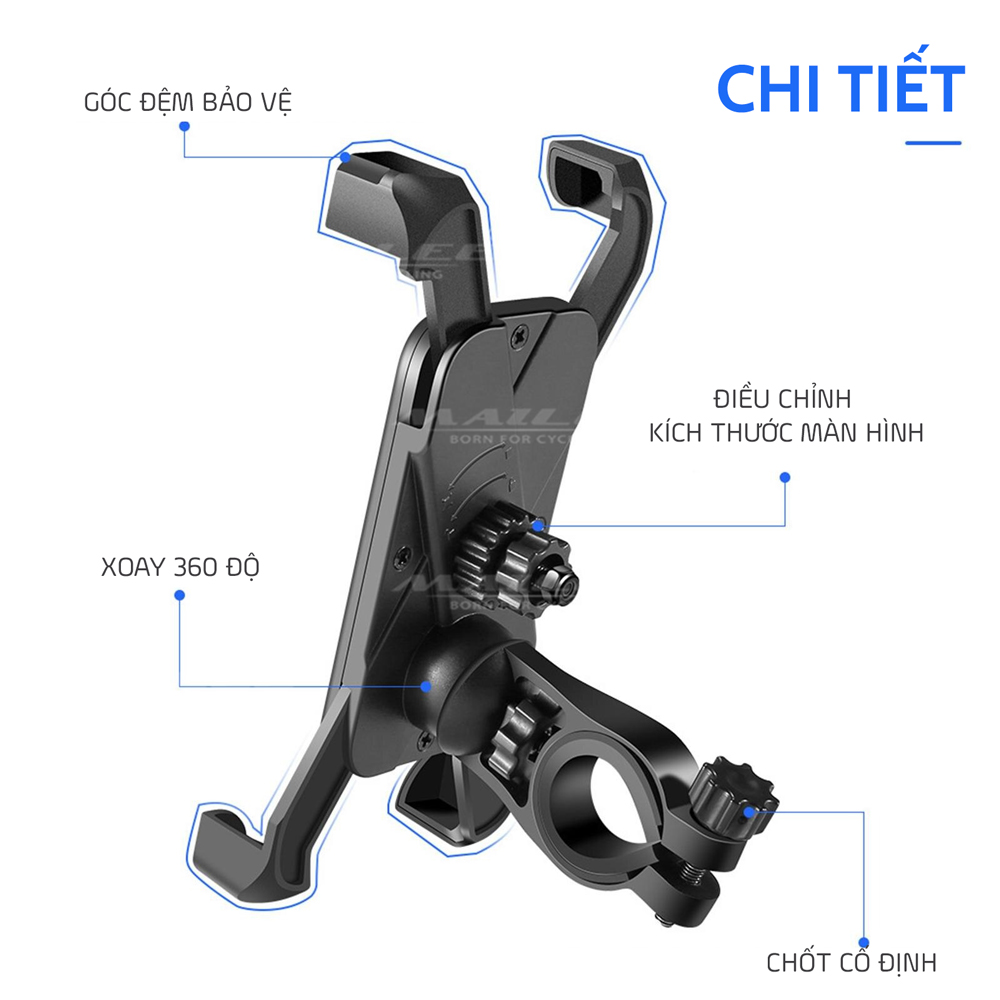 Giá đỡ điện thoại xe đạp gắn tay lái YXF65 chất liệu Nhựa PC cho màn hình 4-7 inch phù hợp đường kính ghi đông 15-35mm Mai Lee