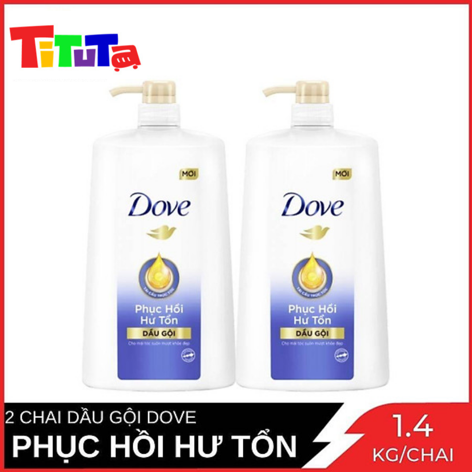 COMBO 2 Chai dầu gội Dove Phục hồi Hư tổn 1400g