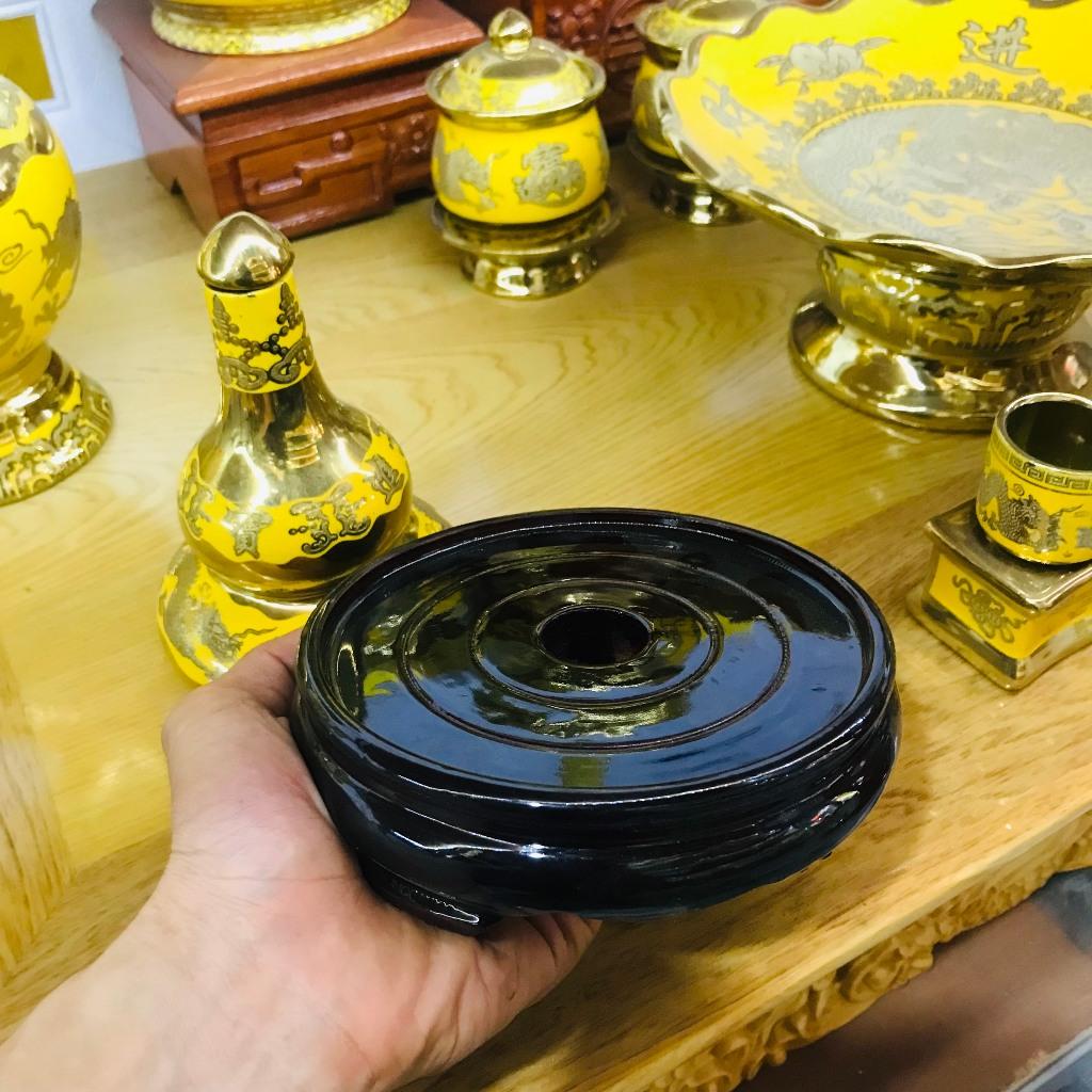 Chân đế gỗ kê bát lư hương RỒNG VIỆT, chân đế tròn ban thờ thần tài, đủ kích thước gỗ sồi cao cấp