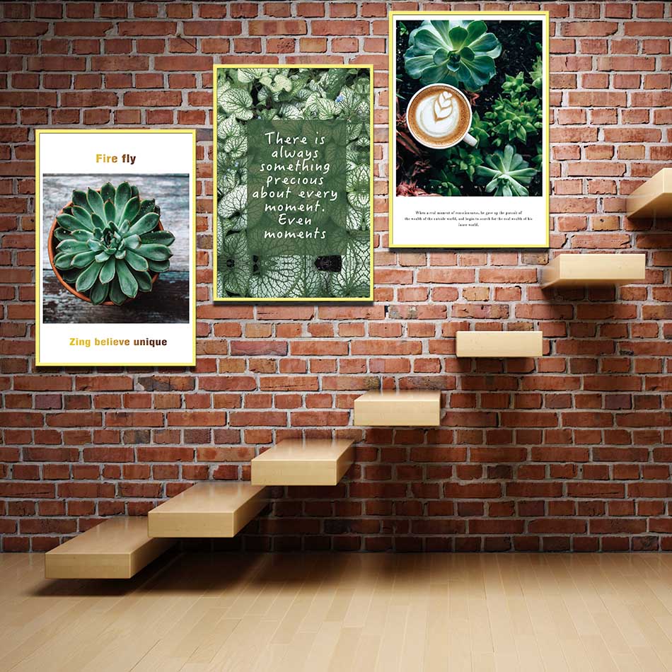 Bộ 3 tranh canvas treo tường Decor Hoa lá phong cách scandinavian - DC076