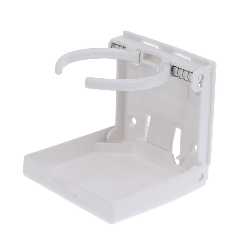 2 Pieces Adjustable Fold Up Cup Drink Holder for Marine Boat Truck Car, White