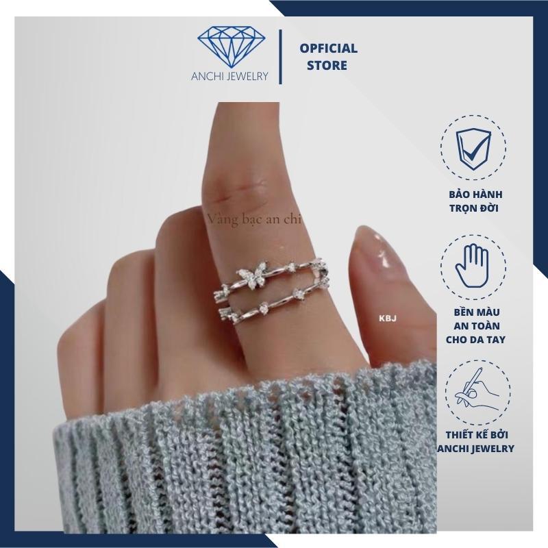 Nhẫn bạc nữ butterfly cute dễ thương, trang sức Anchi jewelry