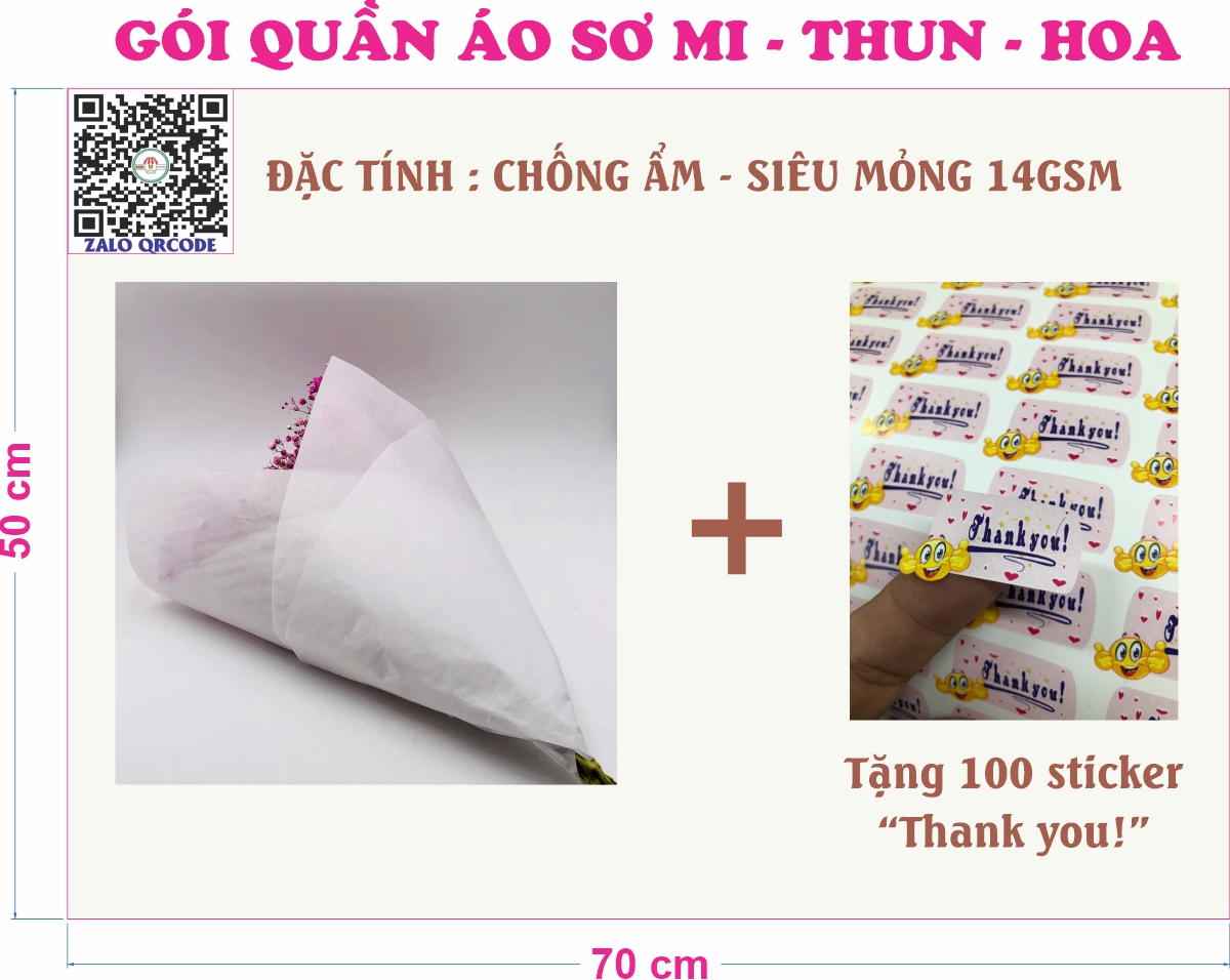 Giấy gói chống ẩm 14gsm-Block 100 tờ-70x50 cm