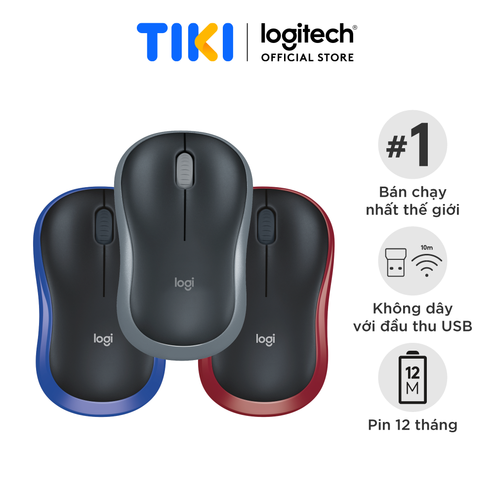 Chuột không dây Logitech M185 - Hàng chính hãng - Màu