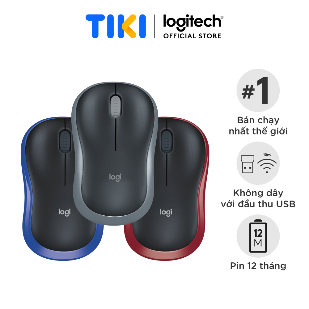 Chuột không dây Logitech M185 - Hãng chính hãng