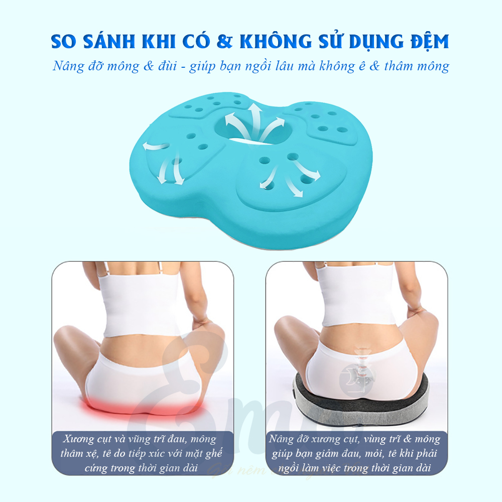 Gối ngồi lót mông y tế chống trĩ, đau xương cụt, ê mỏi mông cho dân văn phòng, lái xe, thu ngân, sinh viên...Hàng nhập khẩu