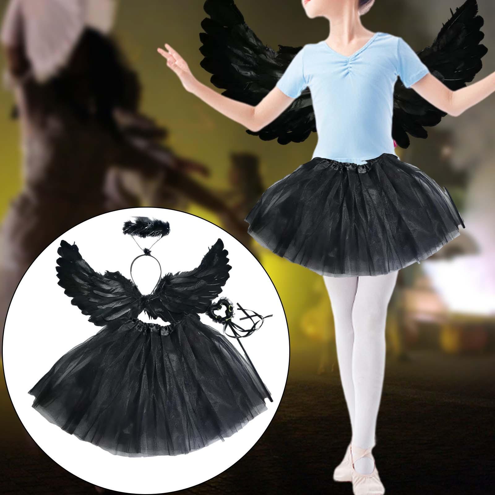 Girls Fairy Costume Set Halloween Cosplay Costume Outfit Children Kids Cosplay Angel Wing Costume for Birthday Party Carnival