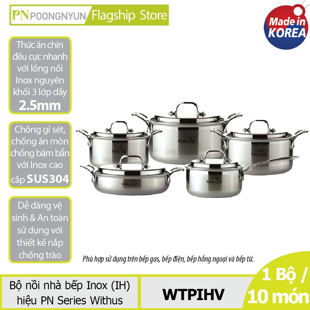 Bộ 5 Nồi Inox Kèm Nắp PoongNyun WTPIHV