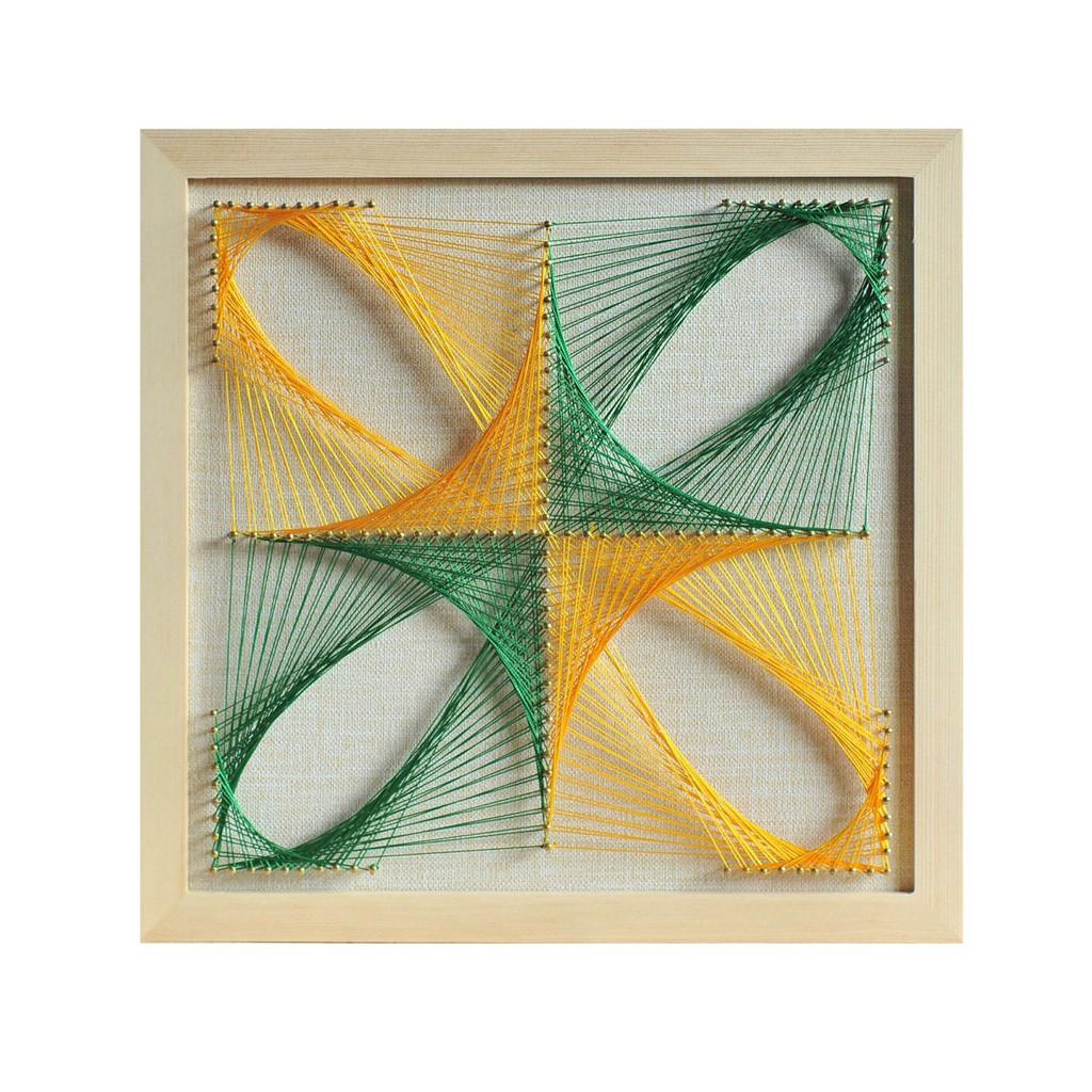 Tranh Chỉ Đinh - Tranh Dây - Vuông cách điệu hoa 4 cánh 30 x 30 cm