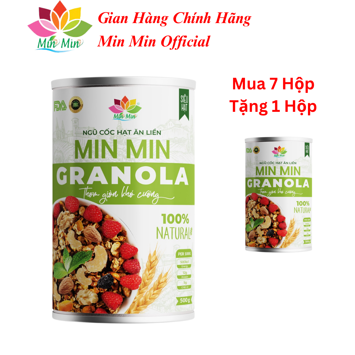 2 Hộp Ngũ Cốc Granola Min Min - Ngũ Cốc Hạt Ăn Liền Granola Min Min