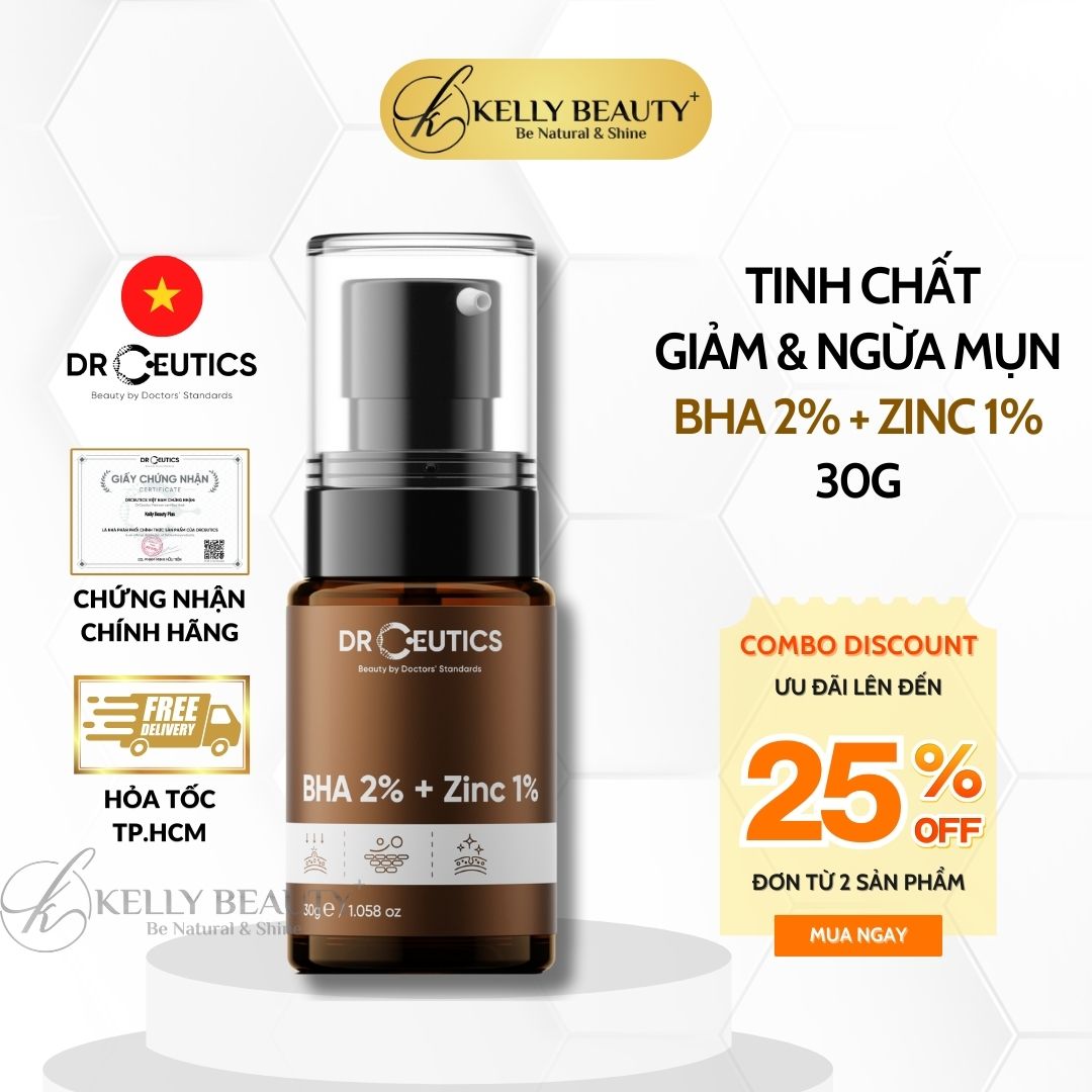 Serum Mụn Drceutics Bha 2 Zinc 1 - Cải Thiện Và Ngừa Mụn Thoáng Lỗ Chân Lông Kelly Beauty - 30Ml