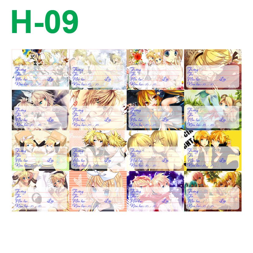 Nhãn vở set 32 nhãn vở Kagamine Rin/Len