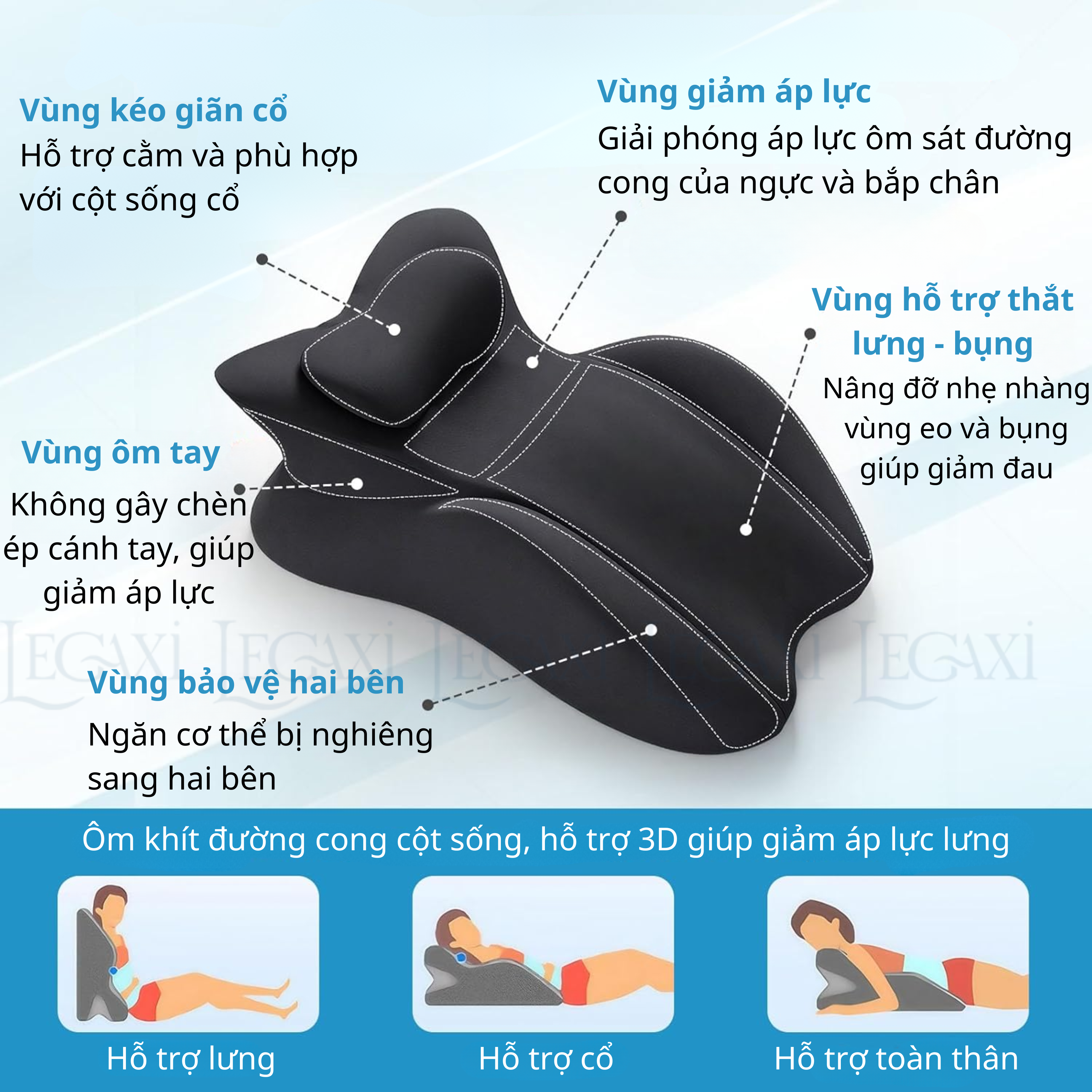 Gối Ngủ Nằm Sấp- Đệm Kê Lưng Và Gác Chân Chống Suy Giãn Tĩnh Mạch, Đau Cổ vai Gáy