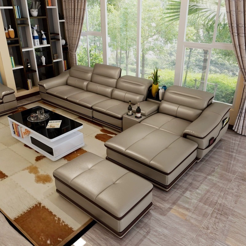 Ghế Sofa Góc L Bọc Da Cao Cấp Phòng Khách Sang Trọng Kích Thước Lỡn 3m5 x 1m8 Tặng Kèm Bàn Sofa
