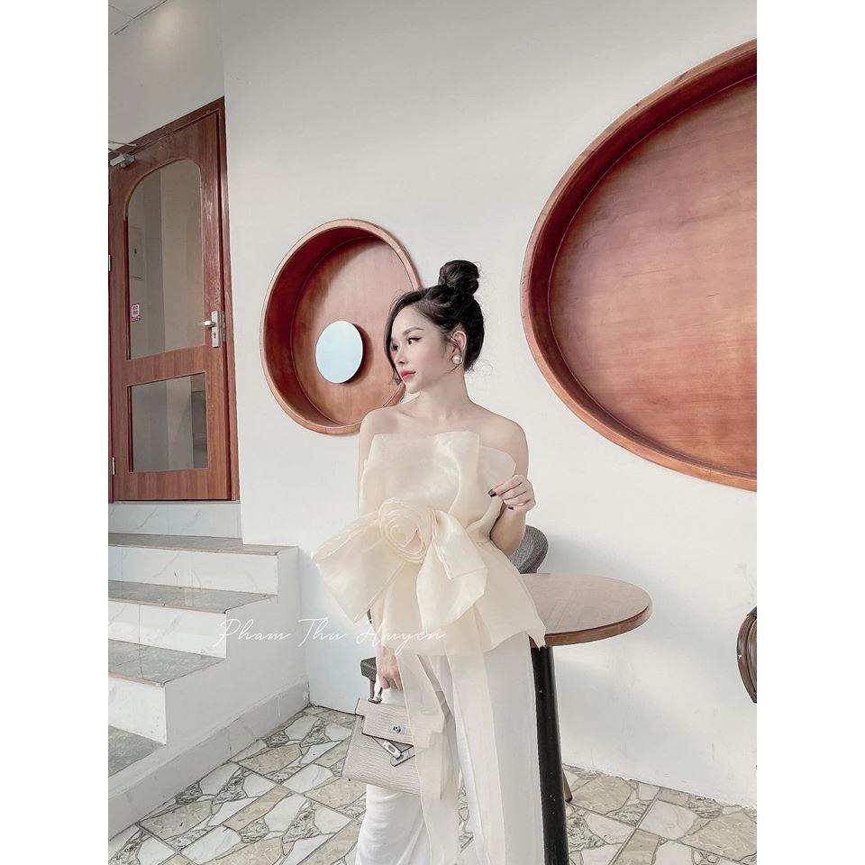 ÁO QUÂY KẾT HOA TRƯỚC NGỰC ORGANZA