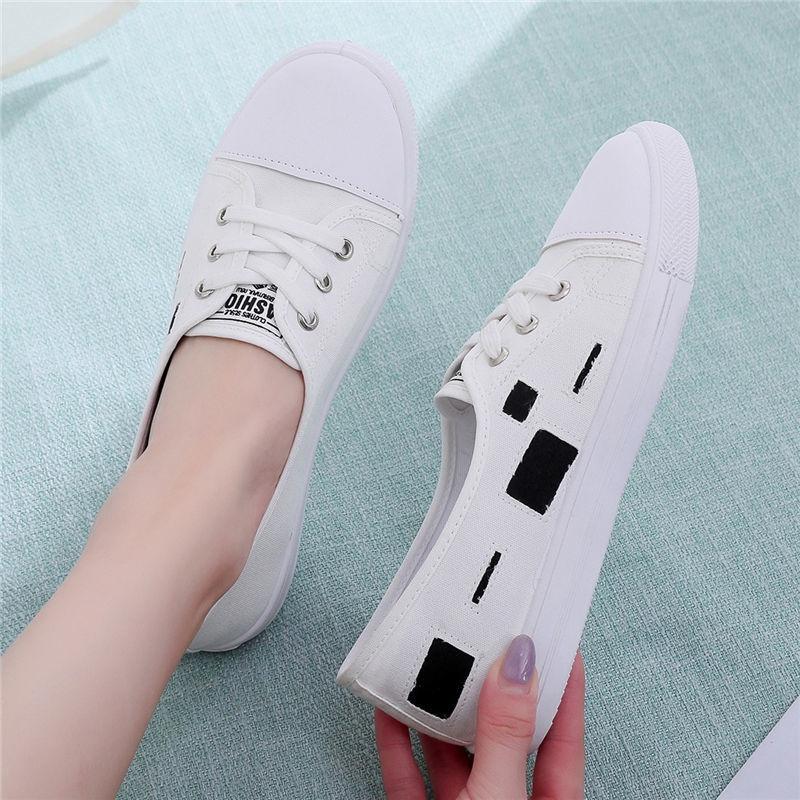 Giày Lười Nữ Vải Canvas Đế Bằng Phong Cách Mới