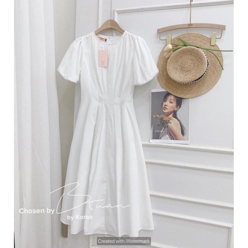 Váy xếp ly tay bồng