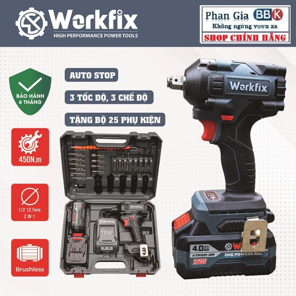 Máy siết bulong WORKFIX( WF-IW450N )đầu 2 trong 1 Lực siết 450Nm bảo hành chính hãƞg 12 tháng