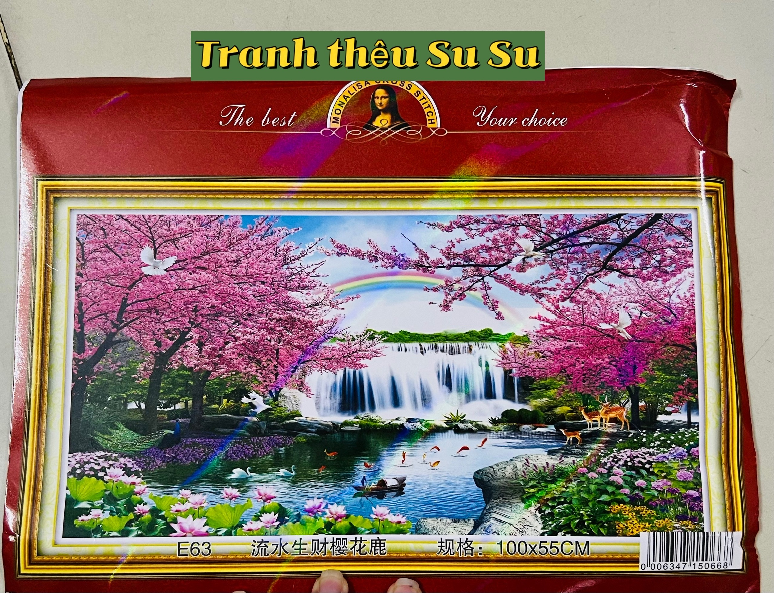 Tranh thêu kín Phong cảnh E63, kích thước 100 x 55 cm