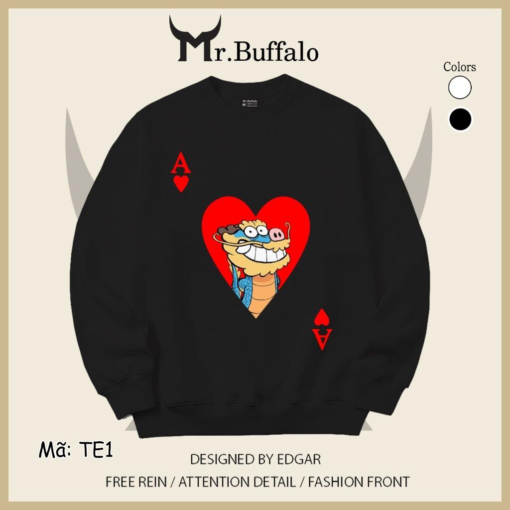 Áo Sweater trắng đen hình A cơ tết 2024 rồng TE1 Mr.Buffa
