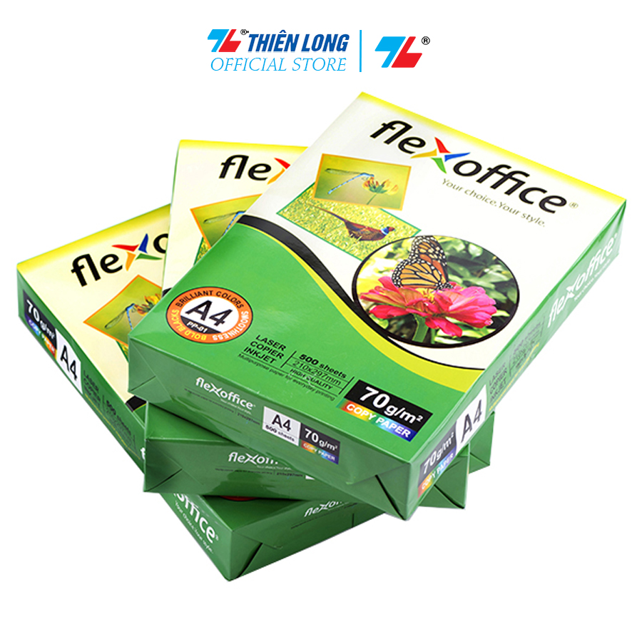 Combo 5 Giấy in - photocopy Thiên Long Flexoffice A4/70 PP-01 - Chất lượng cao - Siêu bám mực - 70 gsm