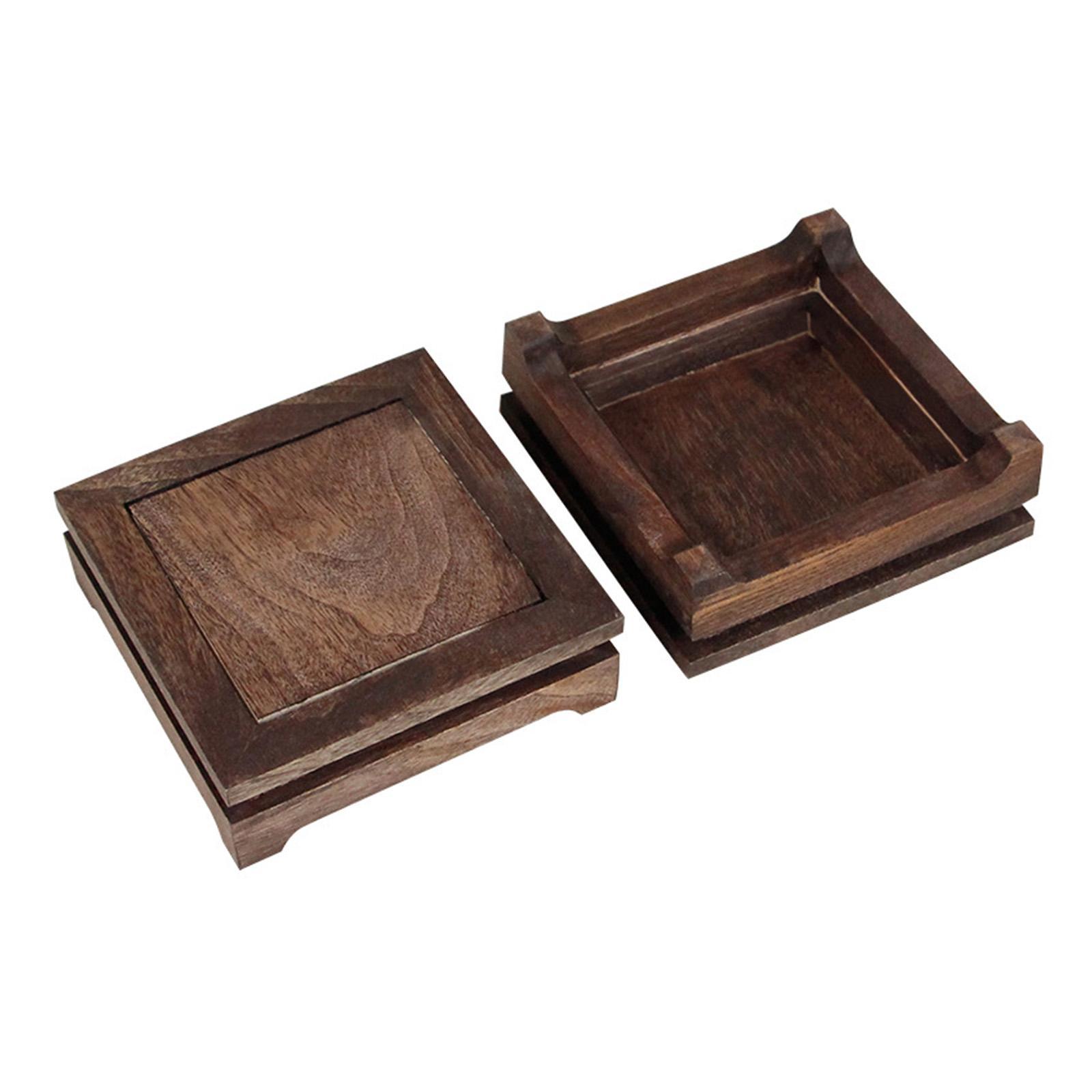 Wooden Display Stand Rectangular Base for Collectibles Craft Base Sculpture Keepsake Display Base Figurine Stone Square Decor Wood Base