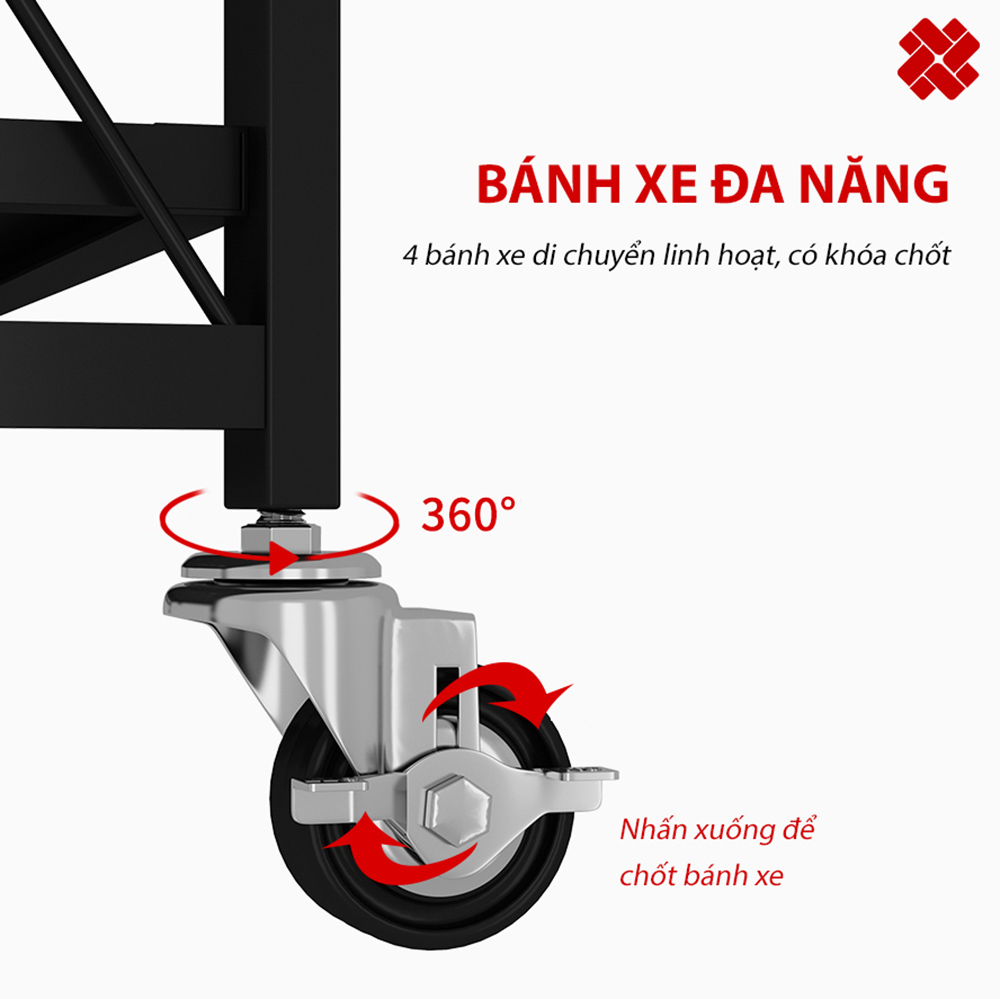 Kệ đa năng gấp gọn 3/4/5 tầng bằng Thép Carbon không gỉ Vando chính hãng, Kệ lò vi sóng có bánh xe, kệ sách trang trí