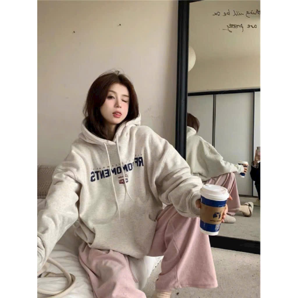 Áo Hoodie Nỉ Bông Form Rộng Nam Nữ Unisex Dáng Oversize Xám Tiêu In Chữ Retroments ( Hd xám), áo khoác hoodie cặp đôi chống nắng