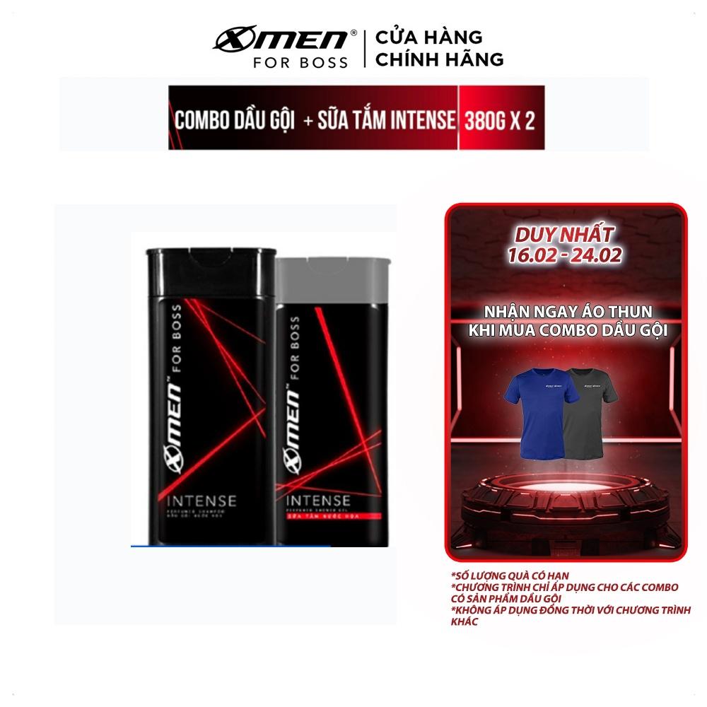 Combo dùng thử Dầu gội - Sữa tắm X-men For Boss Intense hương trầm ấm 380g/Chai