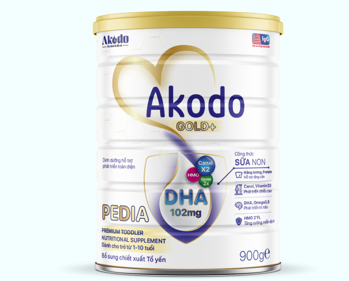 Sữa Akodo Pedia Gold+ dành cho bé từ 1-10 tuổi - 900g