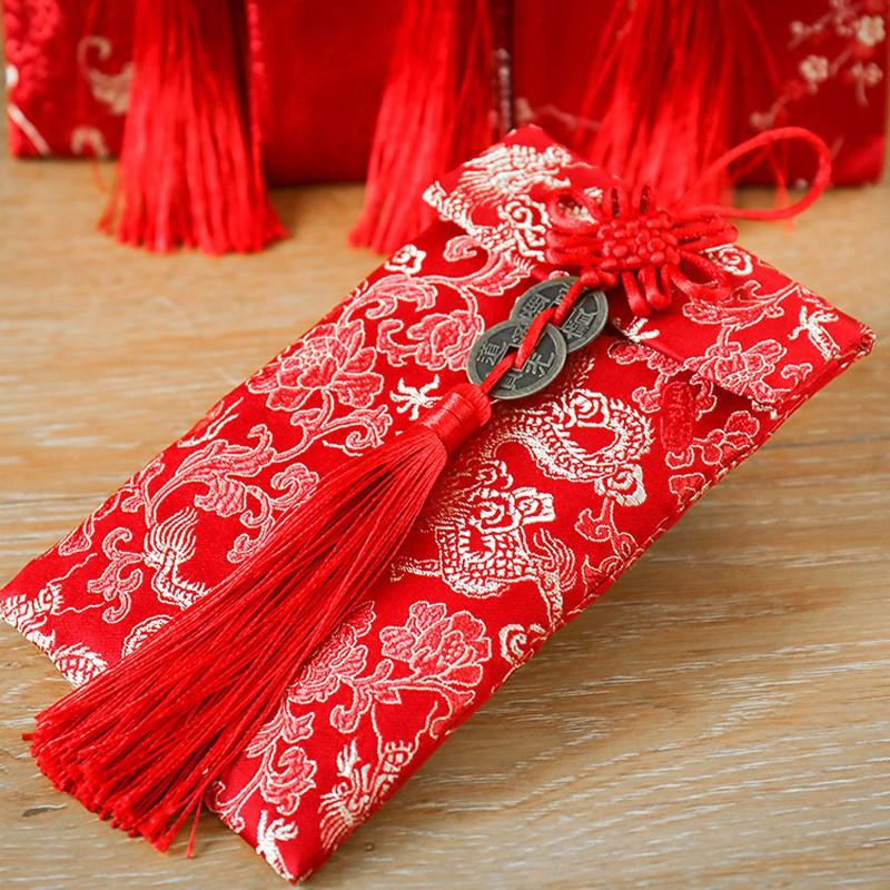 BAO LÌ XÌ CƯỚI 2020 VẢI GẤM CAO CẤP - Mẫu Tiền Đồng