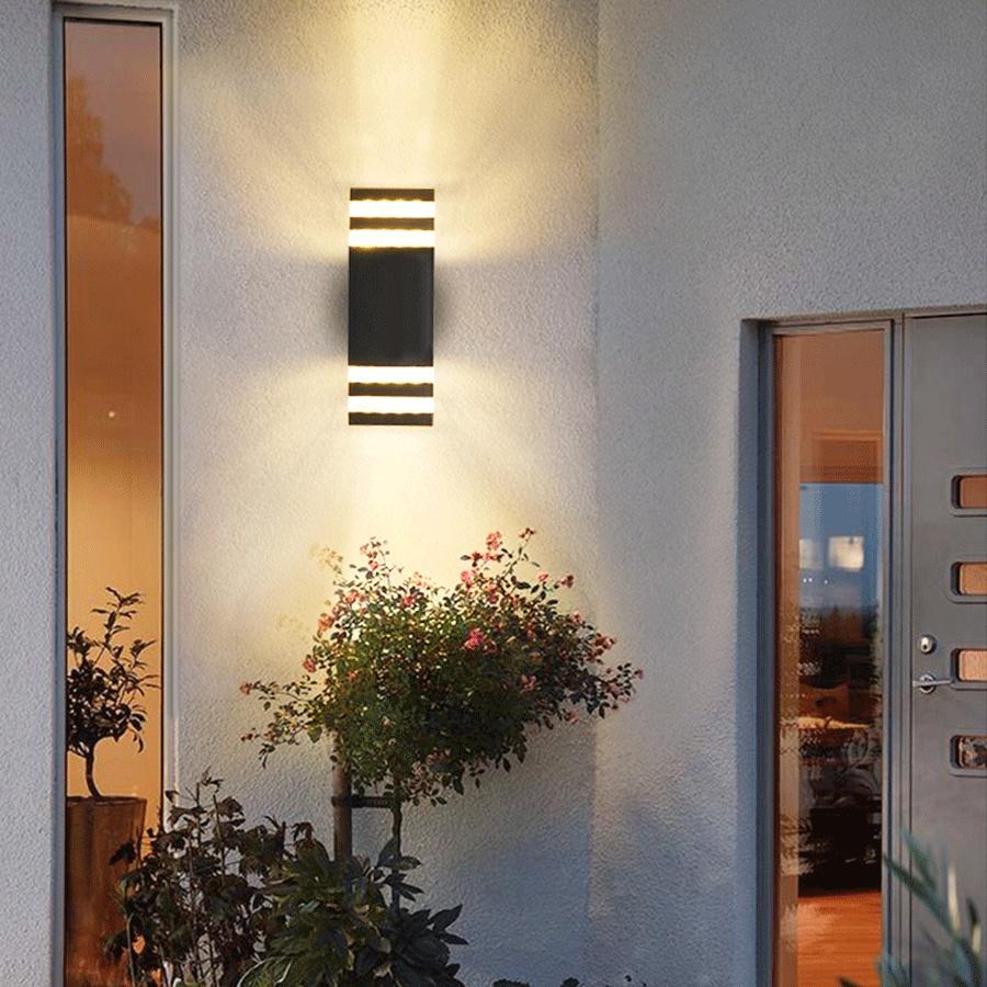 Đèn tường, đèn cầu thang hắt 2 đầu chống nước hiện đại 3 chế độ sáng trang trí cổng, phòng ngủ