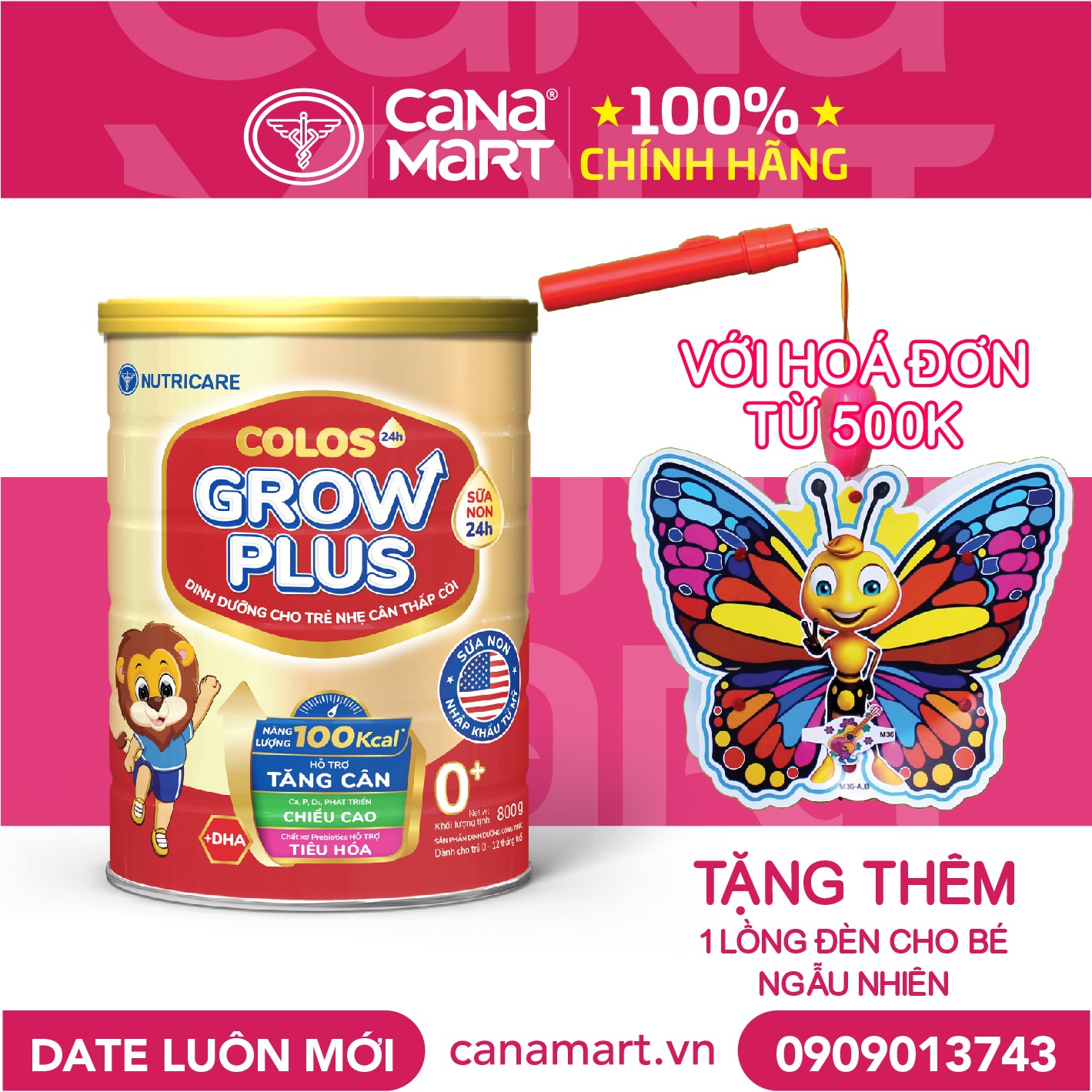Sữa bột Nutricare Colos 24h Grow Plus 0+ giúp trẻ phát triển toàn diện