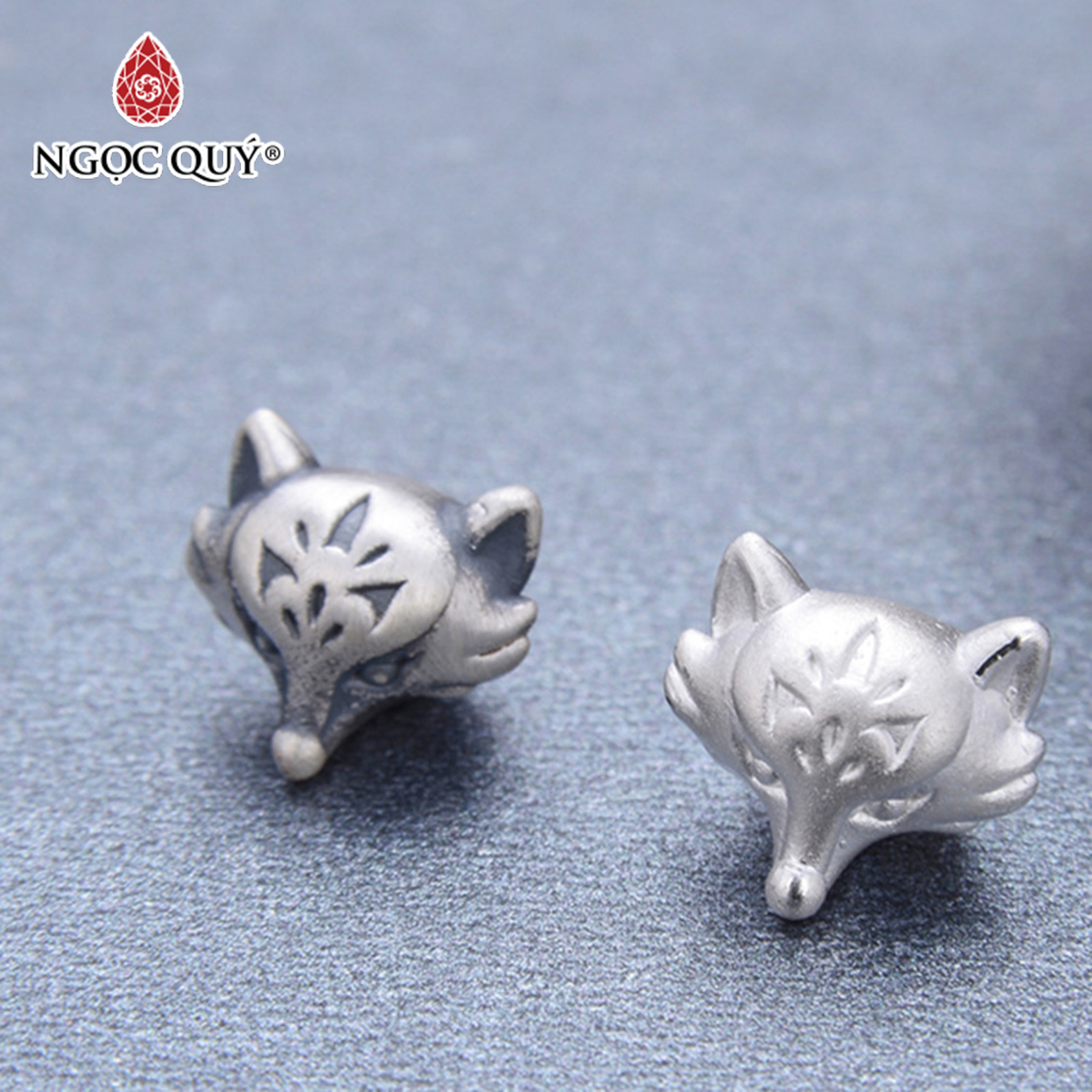 Charm bạc hồ ly xỏ ngang - Ngọc Quý Gemstones