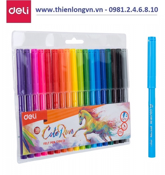 Bút dạ màu nước Deli 10013 - 18 màu