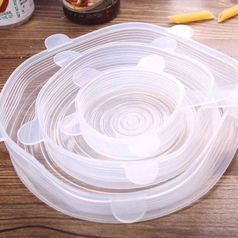 BỘ 6 NẮP ĐẬY SILICON DÙNG TRONG TỦ LẠNH, LÒ VI SÓNG BẢO QUẢN THỨC ĂN
