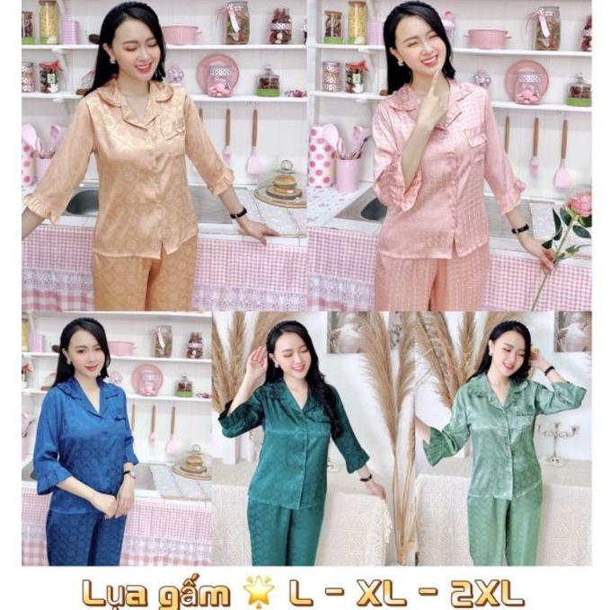 Đồ Bộ Pijama Tay Lỡ Gấm Cao Cấp Hàng Có SizeGiảm 10K Đơn 200K