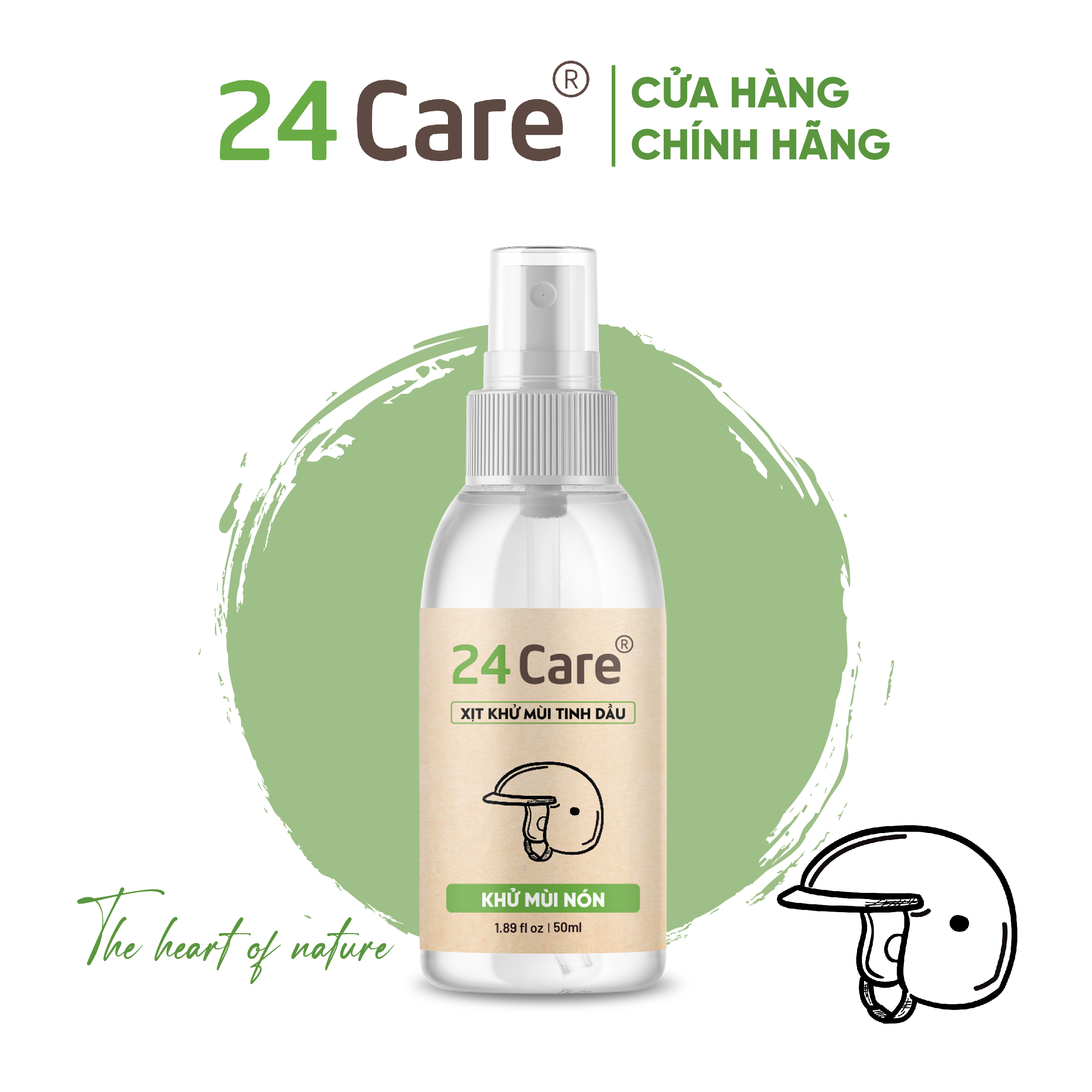 Xịt Khử mùi Nón bảo hiểm Tinh dầu 24care - Xịt Khử mùi cấp tốc cho nón, nón bảo hiểm dung tích 50ml/ 100ml/ 250ml.