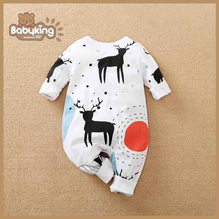 BodySuit giáng sinh noel cho bé,áo liền quần dễ thương dài tay kiểu nai đen cho bé , cotton 100%, Aiueo Nhật.