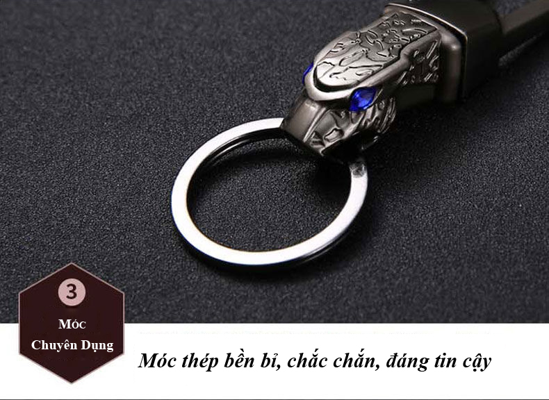 Móc Treo Chìa Khóa Oto Xe Máy  BCK2-648 Hình Đầu Hổ Mắt Ngọc Cực Chất Xoay 360 Độ  ( giao màu ngẫu nhiên )