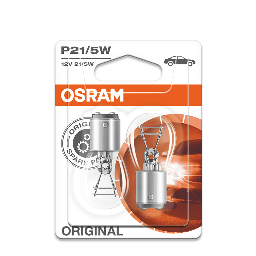 Bóng Đèn Sau 2 Tim OSRAM Original P21/5W 12V 21/5W (Chân Cao Thấp)