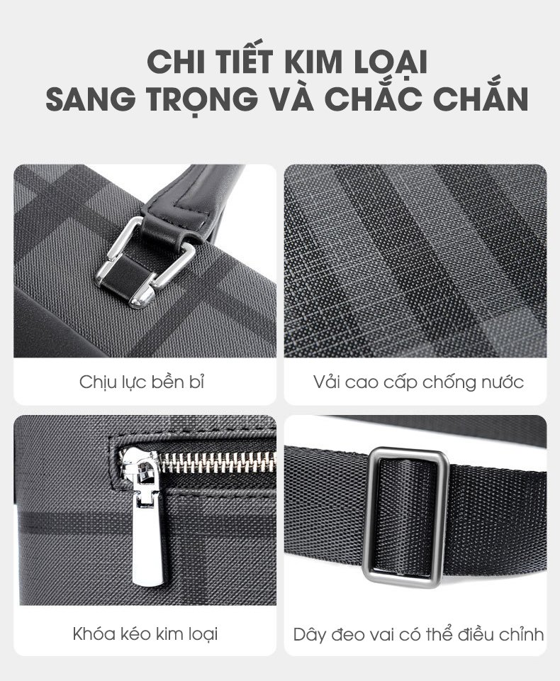 Cặp đựng laptop công sở GuBag cho nam, có dây đeo chéo tiện lợi, cặp văn phòng cao cấp, đựng máy tính